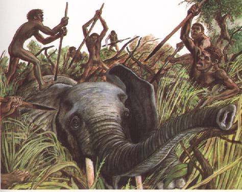 охота на слонов с копьями